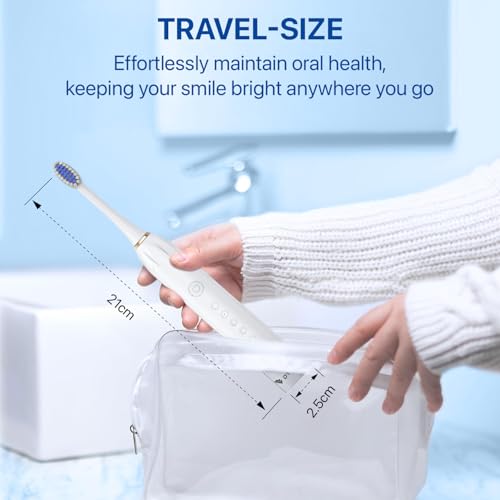 Image of DR VAKU Sonicare+ Electric Toothbrush for Men Woman Adults sonic with 6 Modes, 4 Brush Heads, 60-Day Battery Backup, Rechargeable & IPX7 Waterproof Automatic Power Best Electrical Tooth Brush- White
