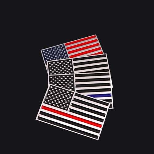 Image of Thin Red Line Flag Metal Car Sticker, Firefighter Fire Department Decals, Firemen Emblem Badge for Automotive, Truck, Motorcycle