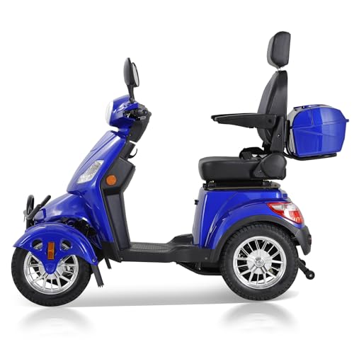Mobility Scooters for Seniors & Adults 500lbs Capacity - 800W All Terrain Electric Powered Mobility Cart - Heavy Duty Mobility Scooter for Elderly w/Charger Remote Keys (Blue) - Thumbnail 4