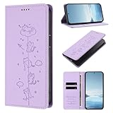 Funda para OPPO A17 4G/A17K, piel sintética a prueba de golpes, con ranuras para tarjetas, funda protectora magnética para OPPO A17 4G/A17K, color morado claro