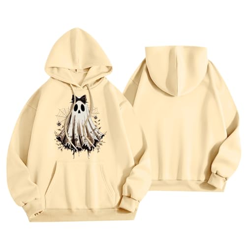 Halloween Hoodies for Women 2025 Fall Fashion Long Sleeve Cute Ghost Graphic Lightweight Hoodie with Pockets