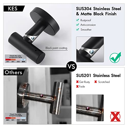 Kes Bathroom Towel Hook Robe Hook Shower Kitchen Wall Hanging Hooks Wall Mount Sus 304 Stainless Steel Matt Black 2 Pack, A2164-Bk-P2 #TOP2