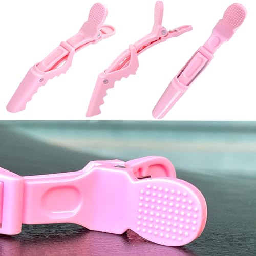 100 Pzas Pinzas Cocodrilo para Peinado - Clips para Cabello Grueso, Plástico, Diseño Doble Bisagra (Rosa) miniatura 7