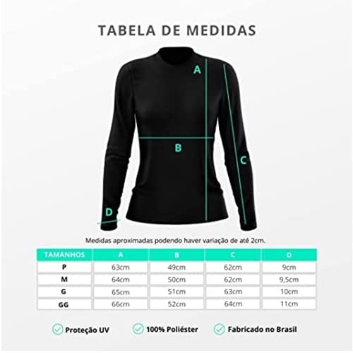 Kit 3 Camisetas Térmicas Femininas Manga Longa Proteção UV 50+ Segunda Pele (as2, alpha, m, regular)