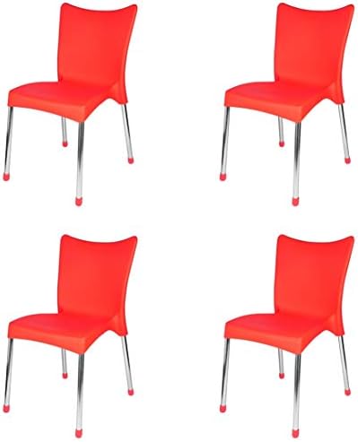 National Altis Plastic Living Room Chair,Set of 4,Red