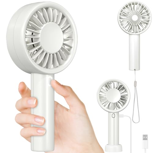 Decute Handheld Turbo Fan Strong Wind Mini Portable Fans, Hand Held USB-C Rechargeable Travel Fan for Indoor Makeup Office Desktop and Outdoor Beach, for Women Girl Men Boy, Beige
