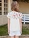 Arshiner Graphic Tees for Girls Girls Ruffle Short Sleeve Shirts Summer Pleated Crewneck T Shirt Casual Tops Tee Blouse White Flower 5-6 Years