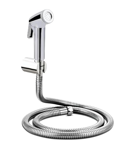 Image of ABS Health Faucet with 1 Meter Flexible Hose Pipe and Wall Hook, Chrome Finish (Jet Spray for Toilet) (Set of 1)
