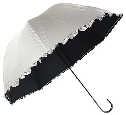 最安値 オカモト 日光を遮断 晴雨兼用 日傘 かわいいドーム型 生地表シルバーコーティング フリル付 Uvカット 紫外線遮蔽率99 Upf50 60cm 手開き傘 黒 の価格比較