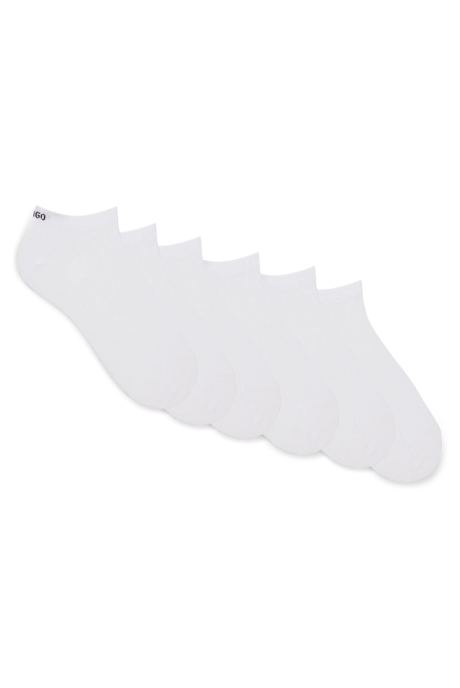 HUGO Mens 6P AS UNI CC Six-pack of logo-detail socks in an ankle length