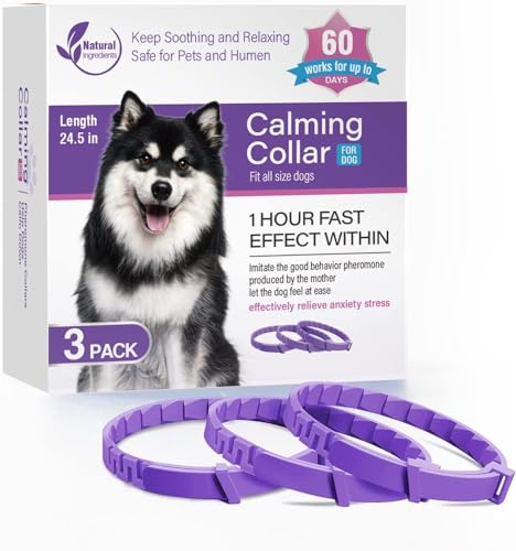 Image of 3 Pack Dog Calming Pheromone Collar Set, Relieves Anxiety, Keeps Dog Quiet, Foldable Collar, Adjustable for Small, Medium Large Dog