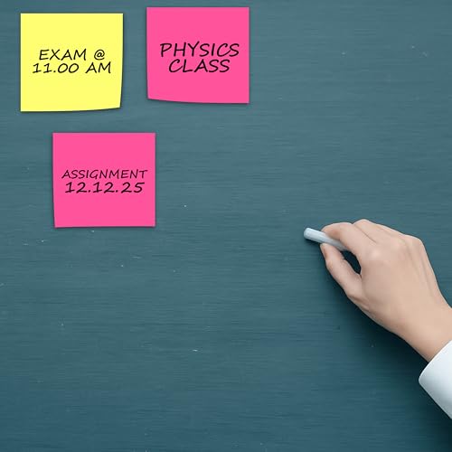 Image of Cubic Prompt Neon Sticky Notes | Pack of 2 | 10cm x 10cm (4 inchx4 inch) | 100 Sheets Each | Square Self-Adhesive Note Pads | Multicolour | Office | School | Home Use