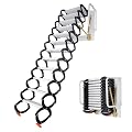 12 Steps Attic Ladder w/Handrails Wall-Mounted Folding Ladder Non-Slip Attic Loft Stairs Attic Ladder Pull Down System 10.17FT High Vertial Warehouse Basements Roof Wall Telescopic Fold Ladder (Black)