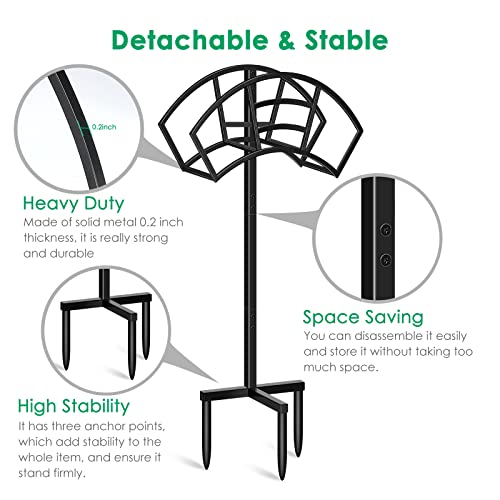 Tomcare Garden Hose Holder Thick Metal Water Hose Holder Hose Stand Detachable Hose Reel Freestanding Garden Hose Storage Hose Hanger Decorative Gardening Gifts Hose Holders For Outside Garden, Black #TOP1