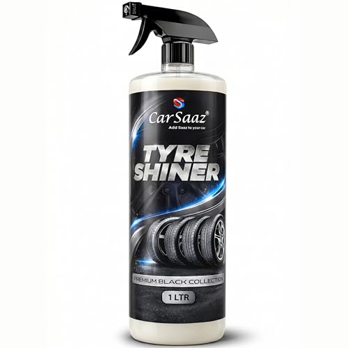 Image of CAR SAAZ Tyre Shiner (1L) | Car & Bike Tyre Polish & Dresser | Gives Instant Shine, Increases Tyre Life, Prevents Fading & Cracking | Long-Lasting Shine & Protection
