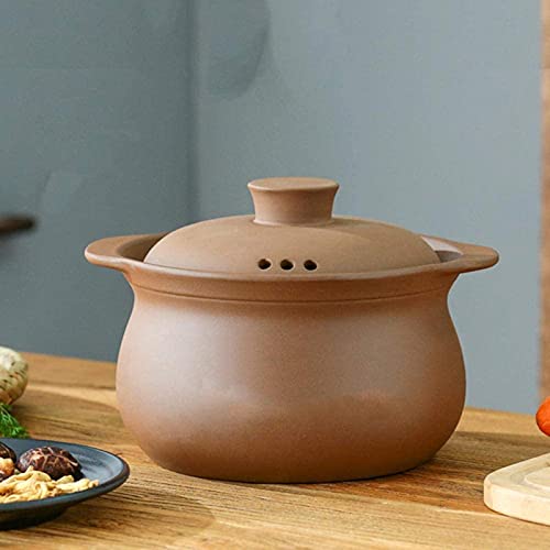 CVNIMV Olla para cazuela de Barro Olla para cazuela de Barro Utensilios de Cocina Olla para Sopa de Arcilla Morada-2,2 L (2,2 l)