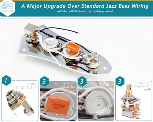 Plaque de contrôle des basses jazz nickel JB01-YT - 2