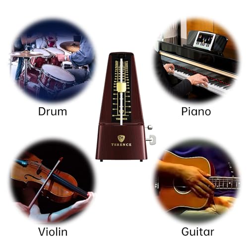 Mechanical Metronome for Piano Guitar Violin Bass Drum and Other Musical Instruments Loud Sound and High Precision Track Beat and Tempo, Portable Metronome Gift Teaching for Beginners (Wood Grain)