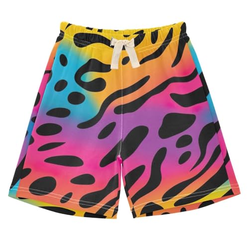 innewgogo Rainbow Fashion Leopard Toddler Baby Boy Girl Cotton Pull-On Shorts Elastic Waist Kids Pants Casual Jogger Shorts 3T
