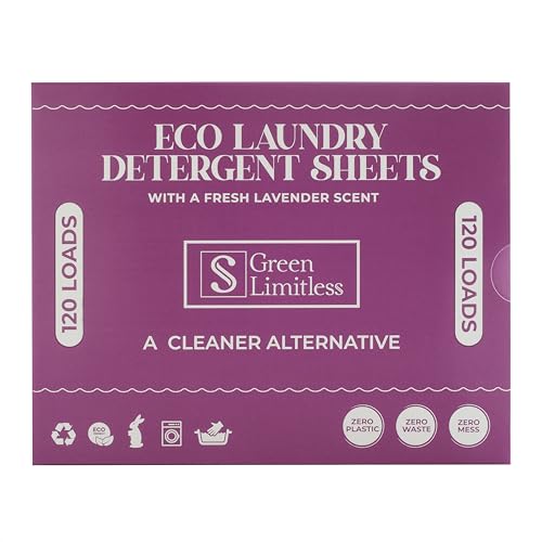 Green Limitless Eco Laundry Detergent 120 Sheets (Loads) with A Lavender Scent. All the benefits of a liquid detergent, washing powder, or washing pods without any of the drawbacks.