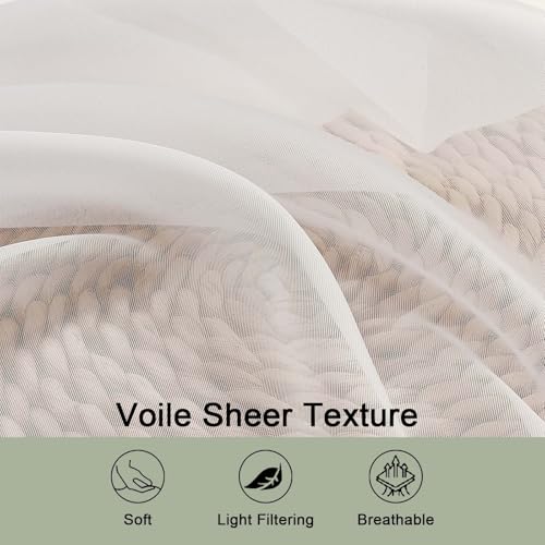 Image of OWENIE Extra Long Ivory Sheer Curtains 144 inch 2 Panels Set, Translucent Backdrop Window Scarf Drapes for Canopy Bed /Wedding /Living Room /Anniversary, 12FT Length, Each 59Wx144L in, 2PCS, Ivory