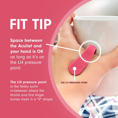 Aculief - Award Winning Natural Headache, Migraine, Tension Relief Wearable – Supporting Acupressure Relaxation, Stress Alleviation, Tension Relief And Headache Relief - 1 Pack (Regular, Pink) #TOP5