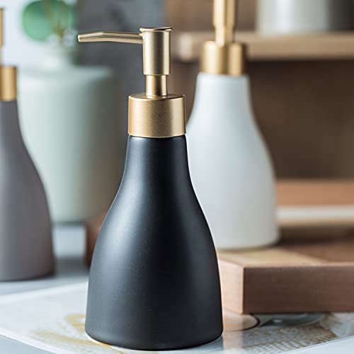 Refillable Gold Soap Dispenser For Bathroom Countertop, Modern Dish Soap Dispenser Bottle For Kitchen Soap Pump Lotion, Ceramic Hand Soap Dispenser With Gold Pump (Khaki) #TOP2