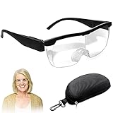 Swetup Lupenbrille mit Licht, Lesehilfe Vergrößerungsbrille Hände Frei 300% Vergrösserungsbrillen Wiederaufladbare Lupenbrillen mit mit 2 LED für Brillenträger, Nähen, Reparatur, Senioren Damen Herre
