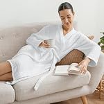 Comfy Cubs Muslin Peignoir - 100% Robe de coton 4-Layer Tissu Muslin absorbant, Robe de bain douce avec poches & Ceinturés
