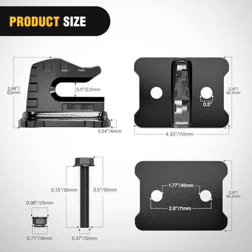 Image of Nilight 2PCS Tractor Bucket Grab Hook 3 /8'' Heavy Duty Drop Forged Steel Bolt On Zinc-Coated Cast Tow Max 15000 LBS Black