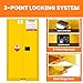 Flammable Storage Cabinet, 60 Gal, Cold-Rolled Steel Flammable Liquid Storage Cabinet, 34x34x65 in Explosion Proof with 2 Adjustable Shelves 2 Manual Doors for Industrial Use, Yellow