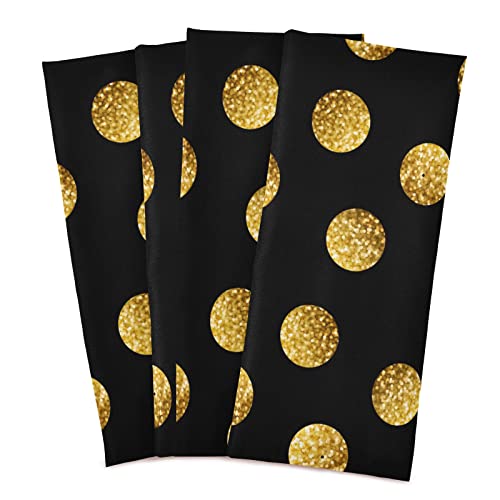 Kigai 6 Pack Kitchen Towels Polka Dot Black & Gold Dishcloths Absorbent Dish Towel Tea Towels For Home Restaurant Easy To Clean Dishes Cloth 28" X 18" #TOP1