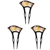 LALAFINA 3pcs U- shaped Comb Girl Clip, Wooden Women, Antique Forks Accessory Clips Pin French Shape