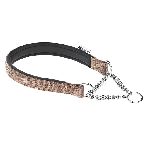 Ferplast Collare Cane Semistrozzo, in Nylon, Imbottito, Anti-trazione, per Addestramento Cani, Taglia XL (Circonferenza Collo 50-60 cm), Marrone.