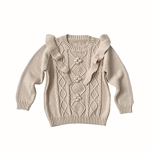 Little Girl Cable Knit Sweater Fall Casual Long Sleeve Pullover Jumper