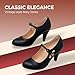 Chase & Chloe Kimmy-21 Women's Round Toe Pierced Mid Heel Mary Jane Style Dress Pumps KIMMY-21C Black Pu 10