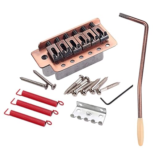 Electric Guitar Tremolo Bridge with Stamped Steel Saddles & Neck Plate for Stable Tuning, Quick Install String Flat Saddles Sing