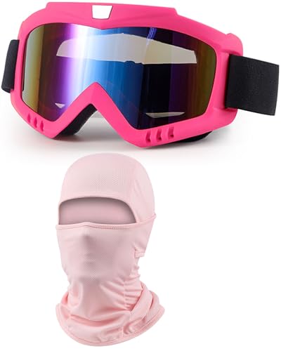 Image of Dirt Bike Goggles with Balaclava Motorcycle ATV Riding Ski Motocross Windproof Dustproof Racing Glasses for Women Men