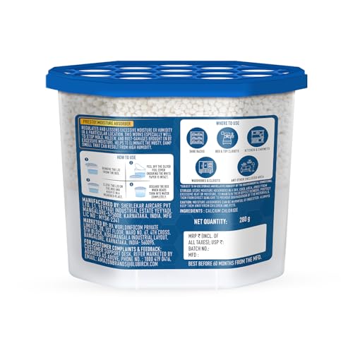 Image of Amazon Brand - Presto! Moisture Absorber | 280g x Pack of 6 | Absorbs Up to 600Ml Each | Eliminates Musty Odour | Effective for 45 Days