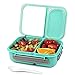 Produktbild shopwithgreen All-in-One-BentoBox für das Mittagessen, 1600ml Lunchbox für Kinder und Erwachsene, 2 Separate Fächer Essensbox, Auslaufsicherer, mit Einer Stapelbarer Essenslöffel, (Grün)