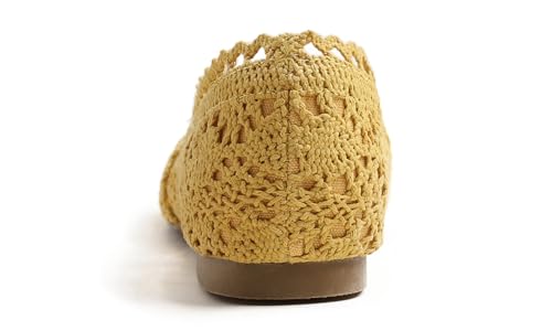 Image of FEVERSOLE Women's Comfort Breathable Knit Crochet Shoes Lace Ballet Flats