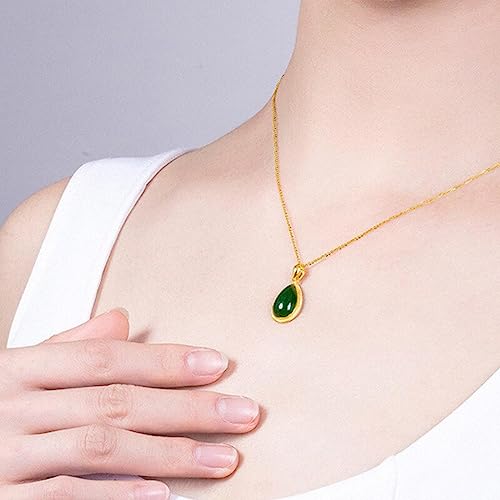 Collier en argent 925 et véritable jade vert façon goutte d'eau - 5