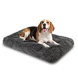 Nobleza Cama para Perros Medianos, Cama Perro Lavable, Peluche Largo Ultra Suave, Soporte Firme, Base Antideslizante, 77x50x10cm, Gris Oscuro