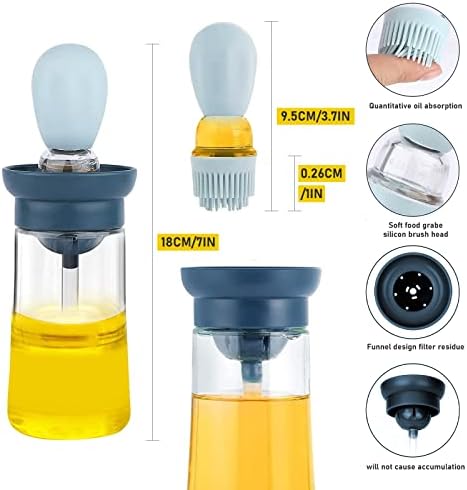 Oil Dispenser, 180ml With Brush Portable Oil Bottle, for Air Fryer Kitchen Cooking Salad Baking BBQ, Oil Bottles for Kitchen (Rred)