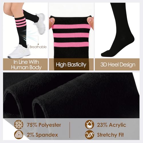 Image of American Trends Womens Athletic Knee High Socks Outdoor Sport Thigh High Stockings Casual Stripes Tube Socks