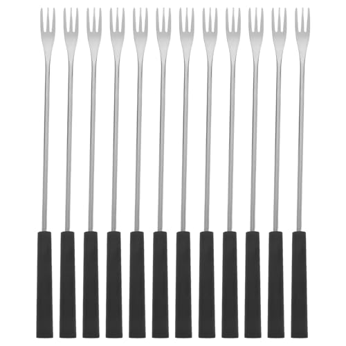Generic 12 piezas Tenedores de Fondue con Mango de Acero Inoxidable Resistentes y Ligeros para Chocolate Queso Frutas y Postres Eventos y Hogar