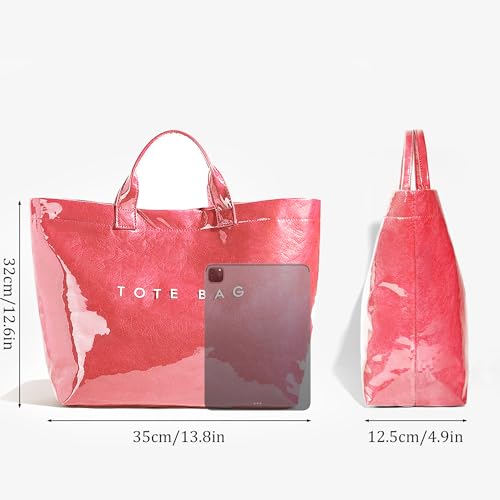Image of Lushandy PVC Tote Bag for Women Jelly Beach Bag Top Handle Hobo Handbag | Water-Resistant, Wipe Clean, Lightweight