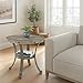 Powell Pewter Metal and Rustic Wood Side Table Franklin Dining