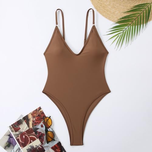 Bikini noir uni dos nu avec un décolleté plongeant serré en L - 3