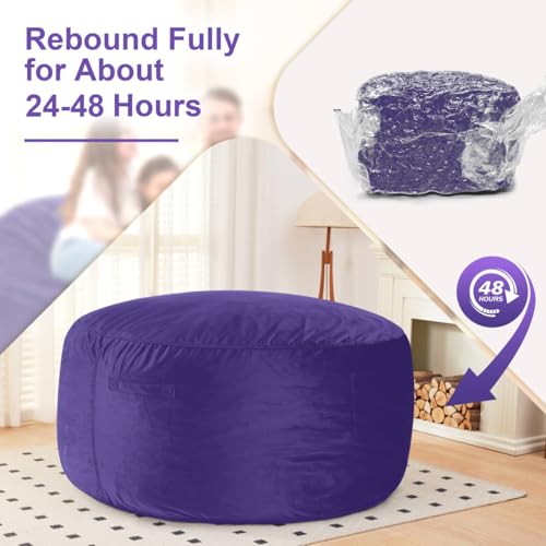 Image of HABUTWAY Bean Bag Chair: Giant 6' Memory Foam Furniture Bean Bag Chair with Microfiber Cover - 6Ft,Purple